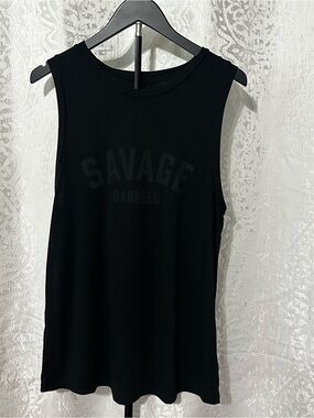 Savage Barbell Black Women's Keyhole Tie Back Muscle Tank, Large